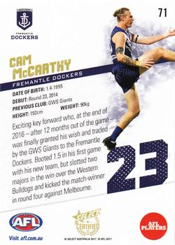2017 Select Certified #71 Cameron McCarthy Back